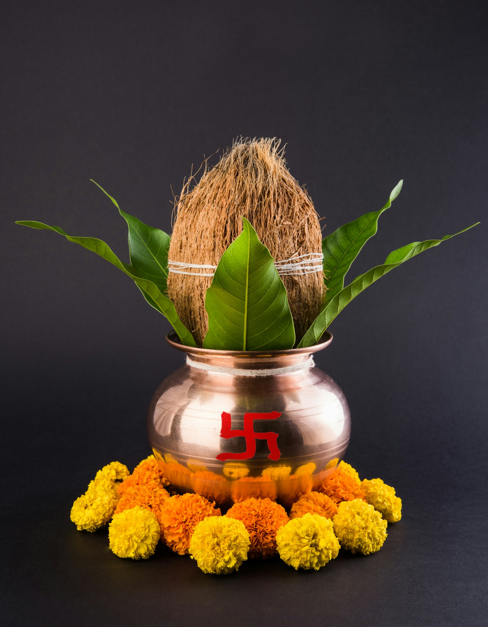 Copper Kalash Decorated for Hindu Pooja